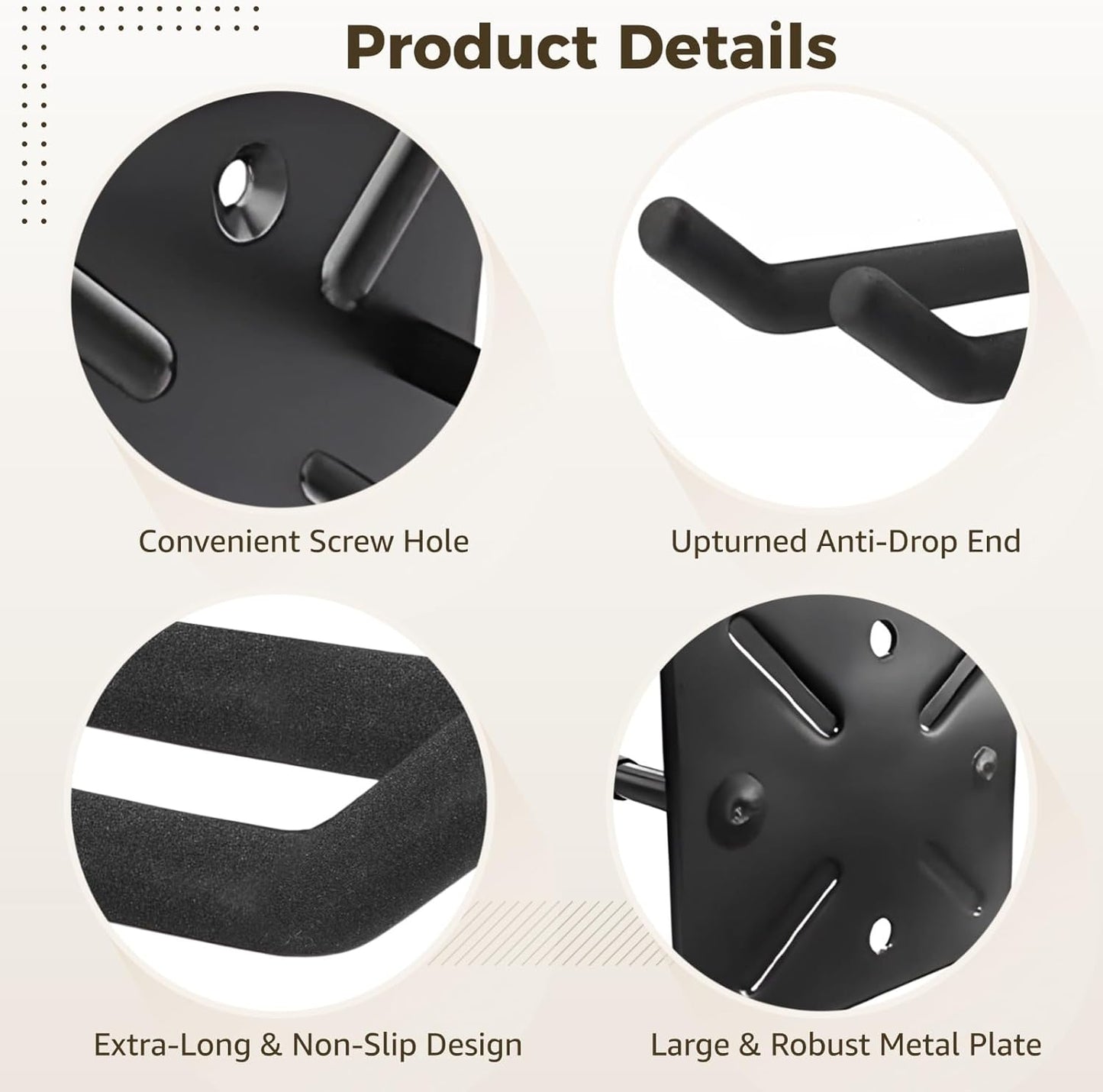OMISTAR 4 PCS Heavy Duty Garage Hooks, 12.2 in Wall Mount Long Hangers with Non-Slip Coating, Strong Metal Hooks for Chairs, Power Tools, Garden Tools, Ladders, Tires, Garage Organization