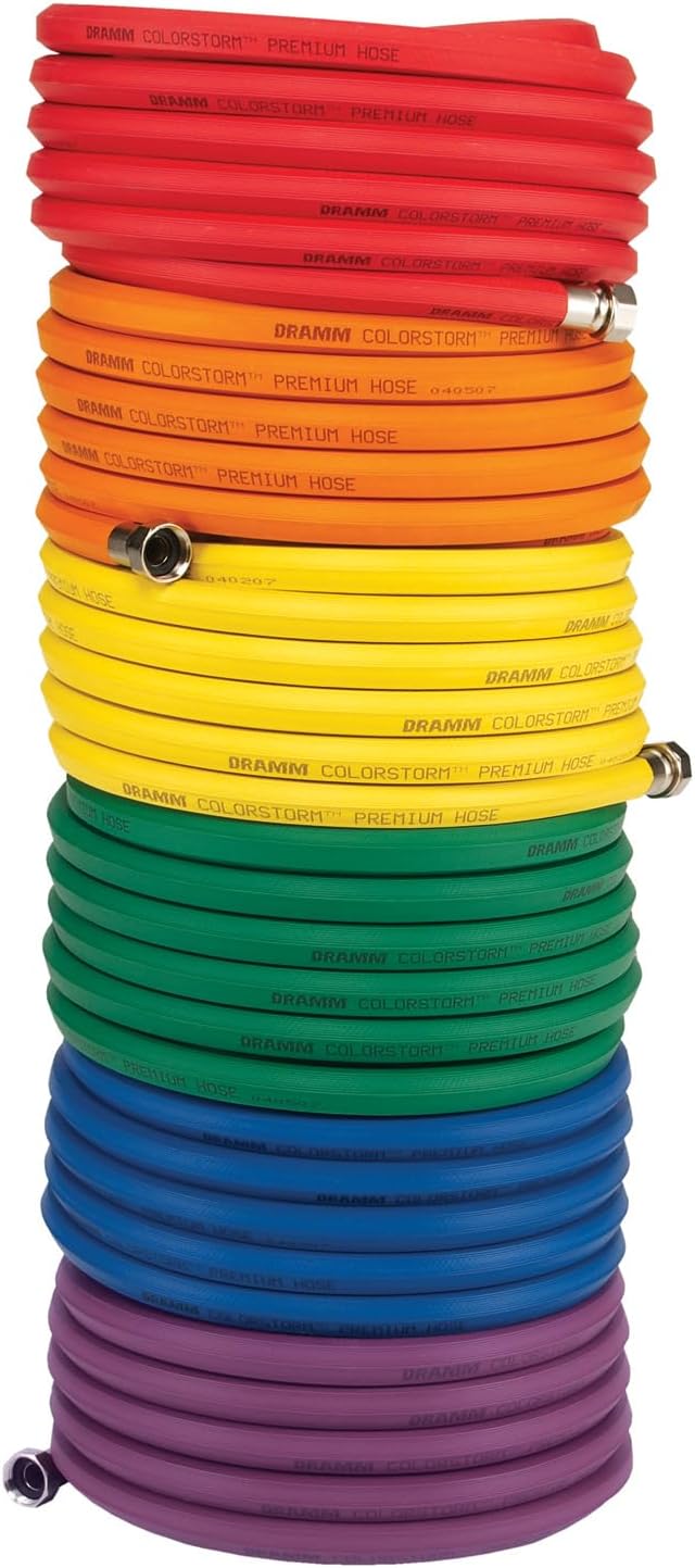 Dramm ColorStorm Premium Rubber Garden Hose – 50 ft Heavy Duty 5/8" Water Hose – Kink Resistant, Crush-Proof Nickel-Plated Couplings – Made in USA - Berry