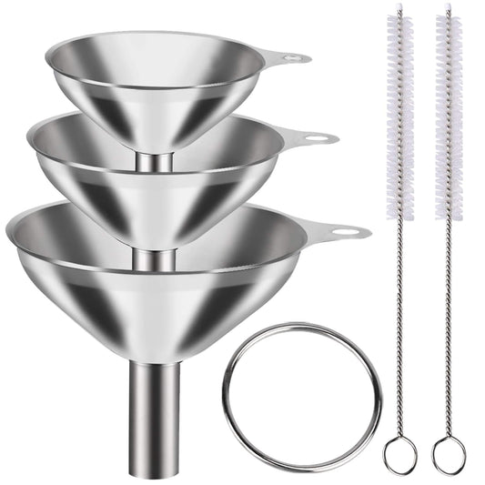 Metal Stainless Steel Funnel, Large Medium Small Funnel Set of 3, Food