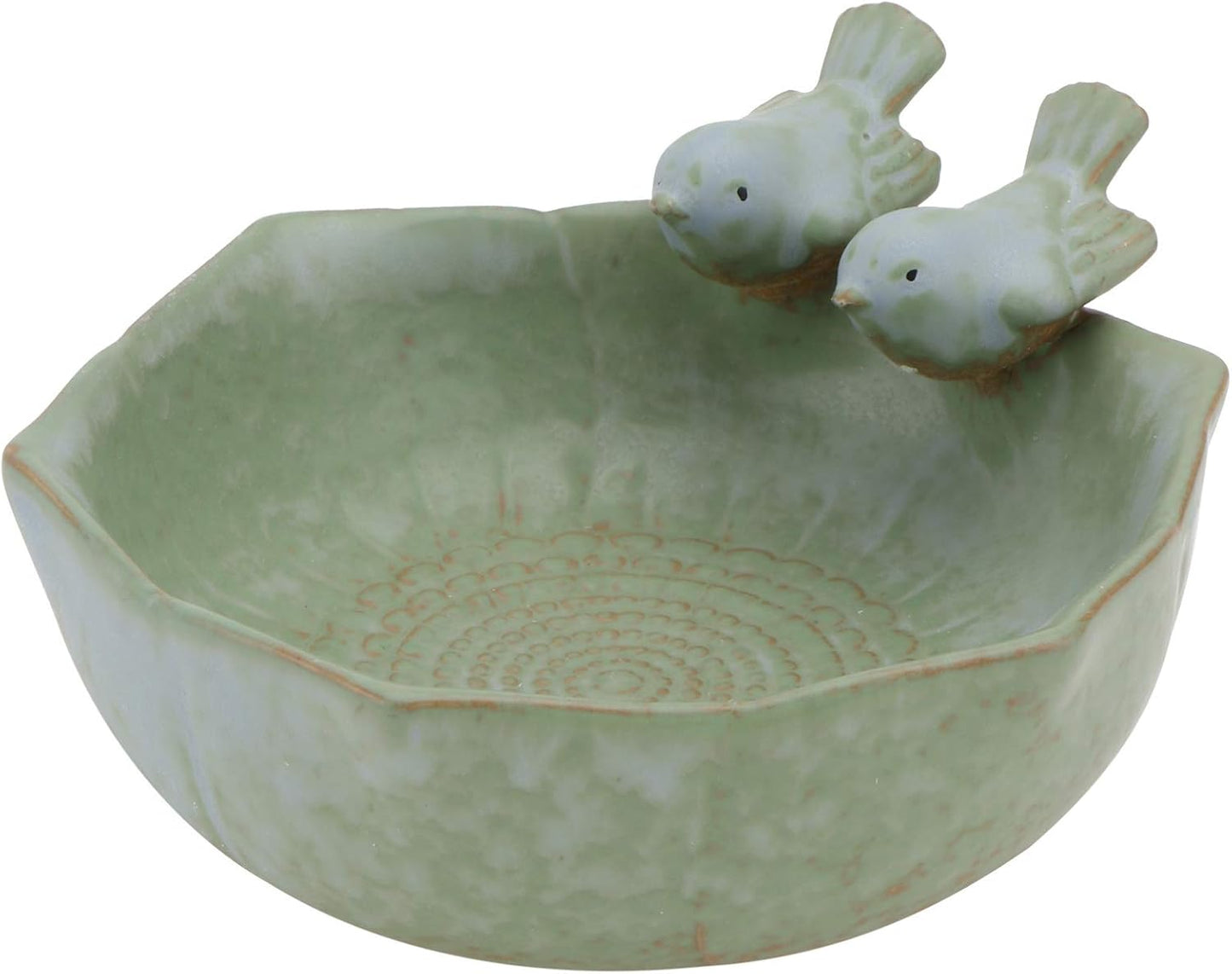 DOITOOL Ceramic Bird Feeder, Bird Bath Bowl, Bird Food Holder for Garden Outside Decor (Green)