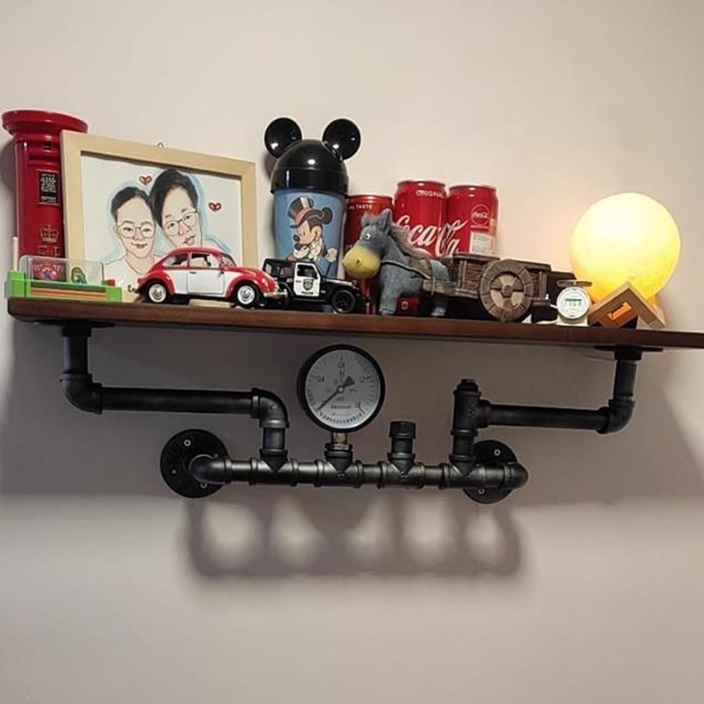 Wall Mount Shelves Retro Water Pipe Design Floating Shelves, Wall Shelf Indoor Outdoor, Industrial Decorative Shelving Unit for Wall, Wall Hanging Plant Stand, Storage Organizer Shelf for Bedroom, Bat