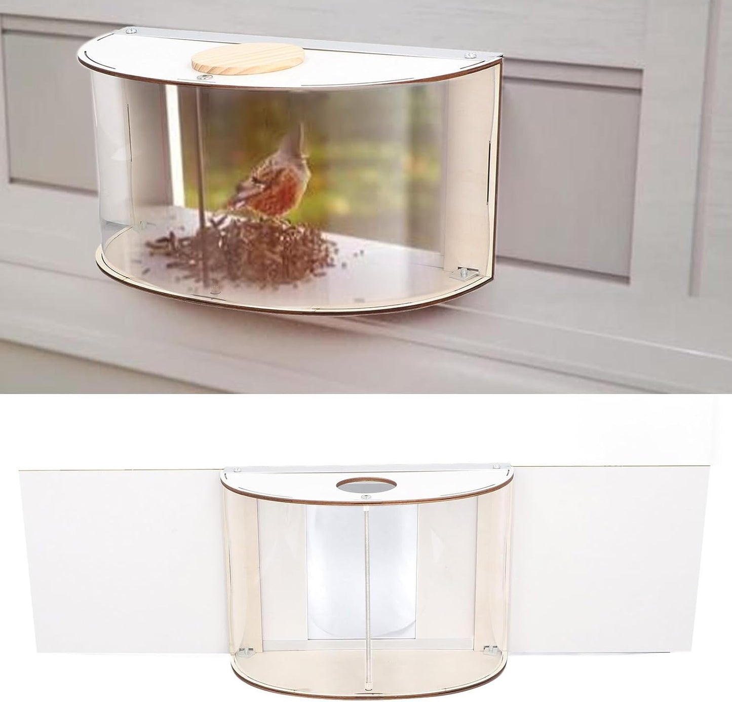 Window Bird Feeder, Inside House Rain Proof Adjustable Inlet Stable 180° Clear View Bird Feeder for Bird Watching, Transparent Bird House