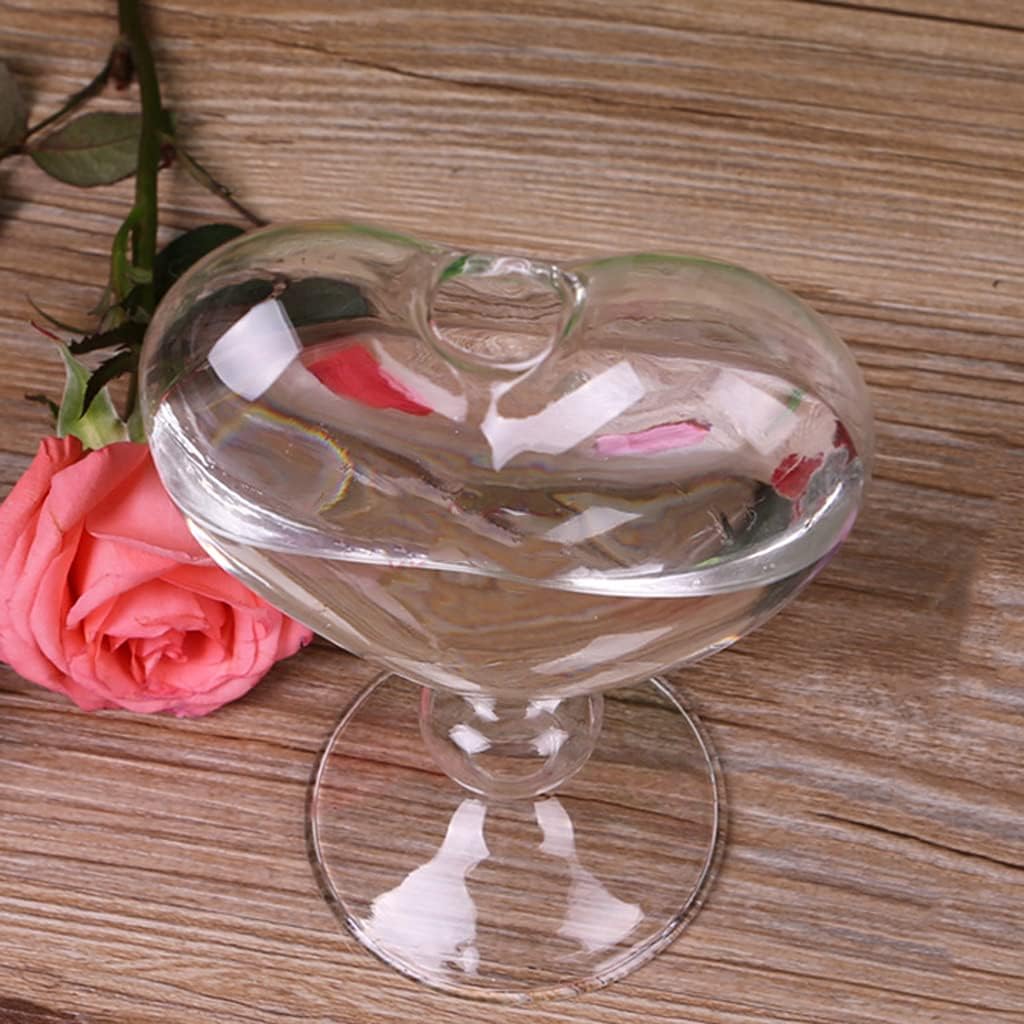 Heart Shape Glass Flower Pot Desktop Standing Vase Planter Container H