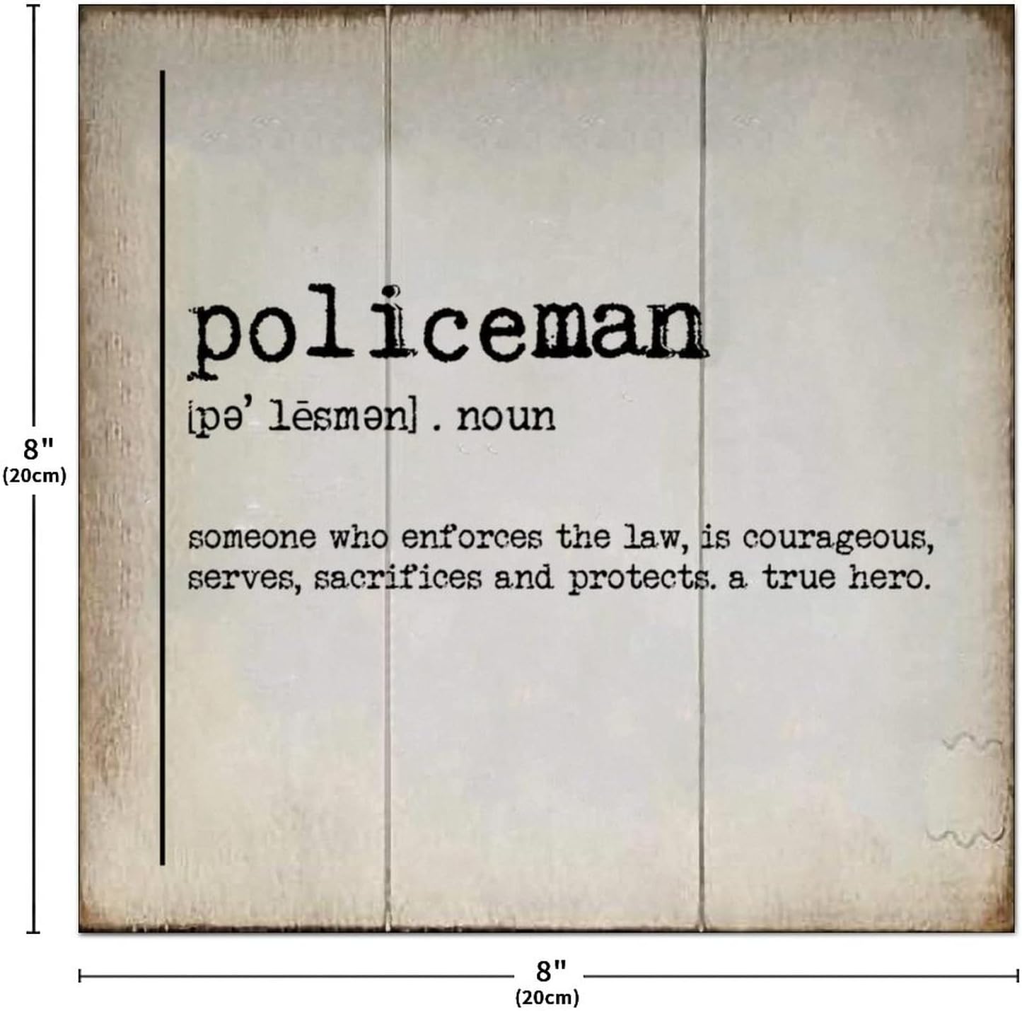 LITTLEGROVE SEEDS Vintage Wood Signs Policeman Definition Typography Wood Plaque Policeman Farmhouse Wall Art Rustic Wall Decorations for Living Room for Home Man Cave Garden Bars Cafes 8x8in