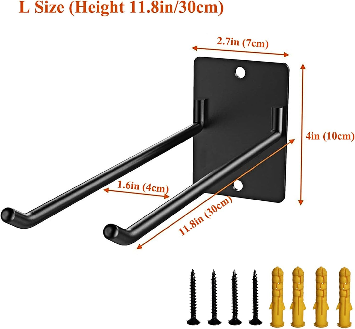 2-Pack Heavy Duty Garage Hooks, 12” Wall Mount Storage Hooks for Chair