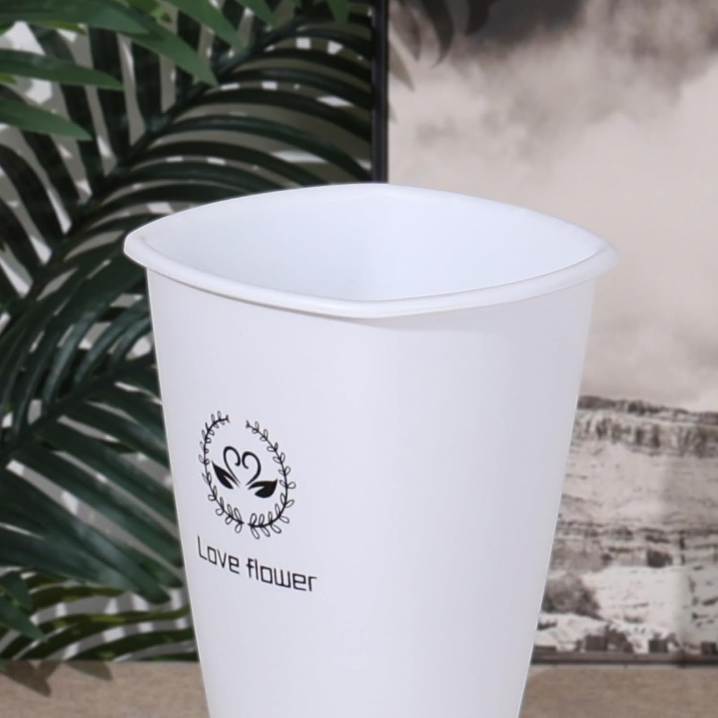 12 Inch Tall Flower Plant Buckets with Handles, Deep Plastic Flower Holder Tall Plant Pot, Planter Farmhouse Vase, Set of 4, White