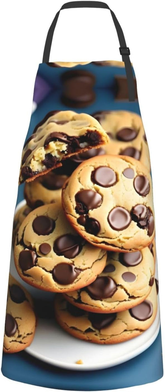 Cookies Food Chocolate Chips Biscuits print Waterproof apron with pocket adjustable cooking apron for adult kitchen bibs to bake