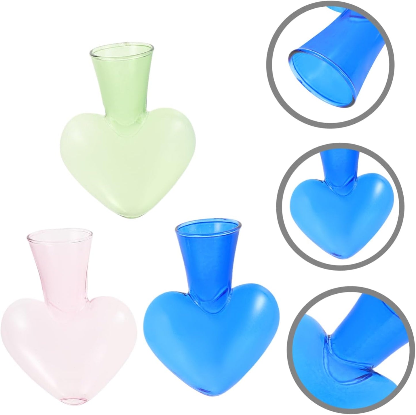 PRETYZOOM 3pcs Heart Shaped Hydroponic Glass Vase Transparent Flower Pot for Home Decor Cute Desktop Planter for Indoor Plants Elegant Tabletop Decoration