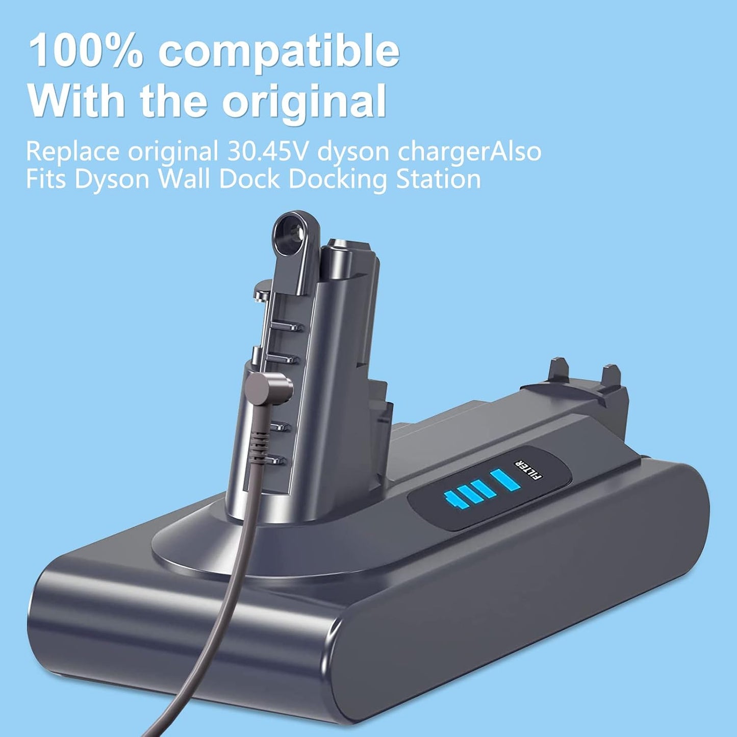 30.45V Replacement for Dyson Vacuum Charger for Dyson V10 V11 V12 V15 SV12 SV14 SV16 SV20 SV22 Absolute Animal Motorhead Cordless Vacuum Power Supply【Not for V6/V7/V8| Charger Port: 4.8 x 1.7 mm】