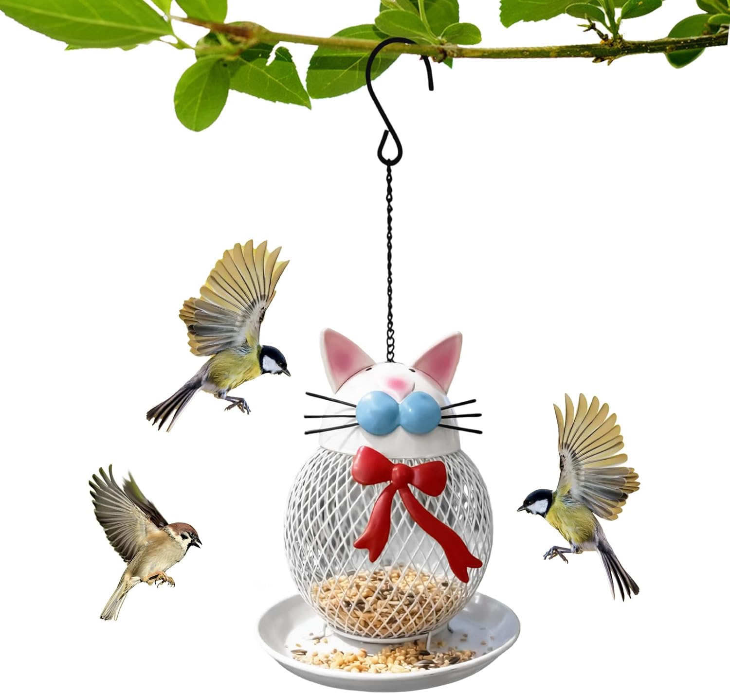 Wild Bird Feeders,Squirrel Proof Cat Shape Feeding Station,Garden Bird