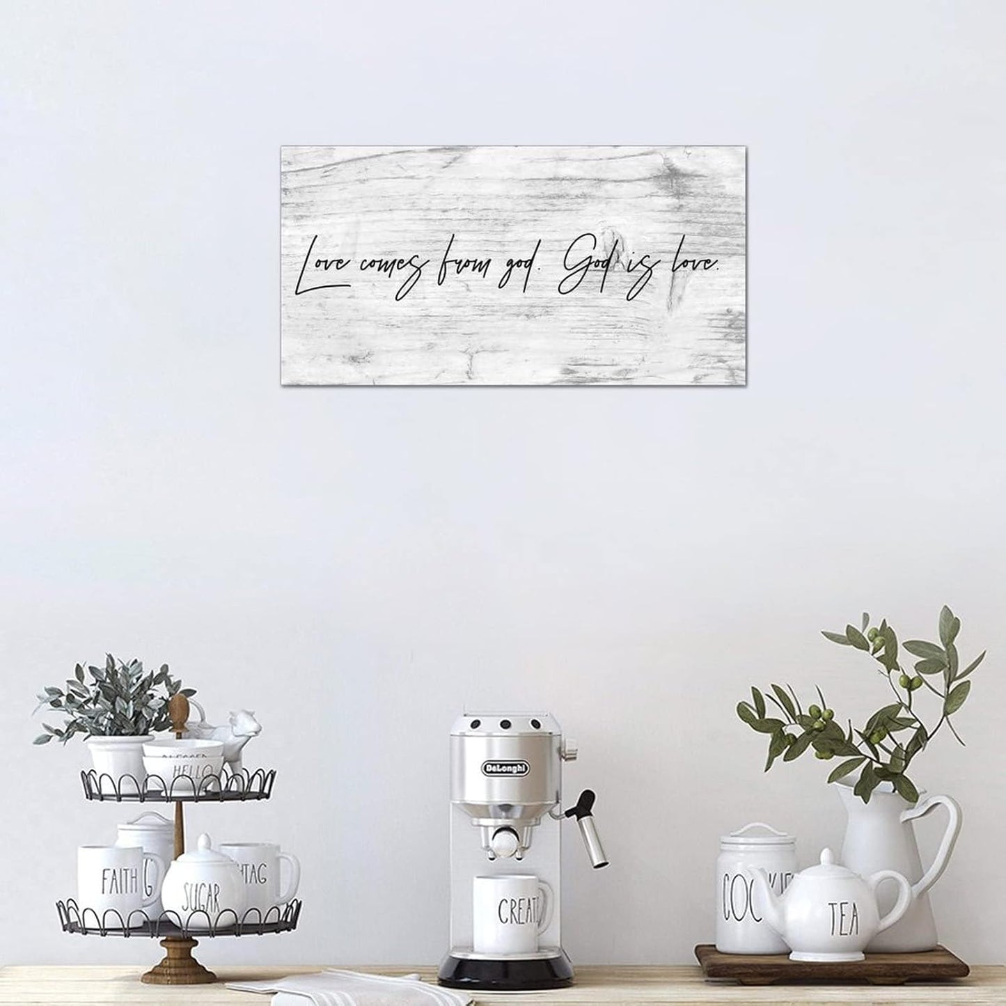 LITTLEGROVE SEEDS Rustic Wood Sign Love Comes from God God Is Love Sign Farmhouse Wall Art Home Decor Wall Hanger Family Wall Decor for Home Man Cave Gate Garden Bars Cafes 10x4in
