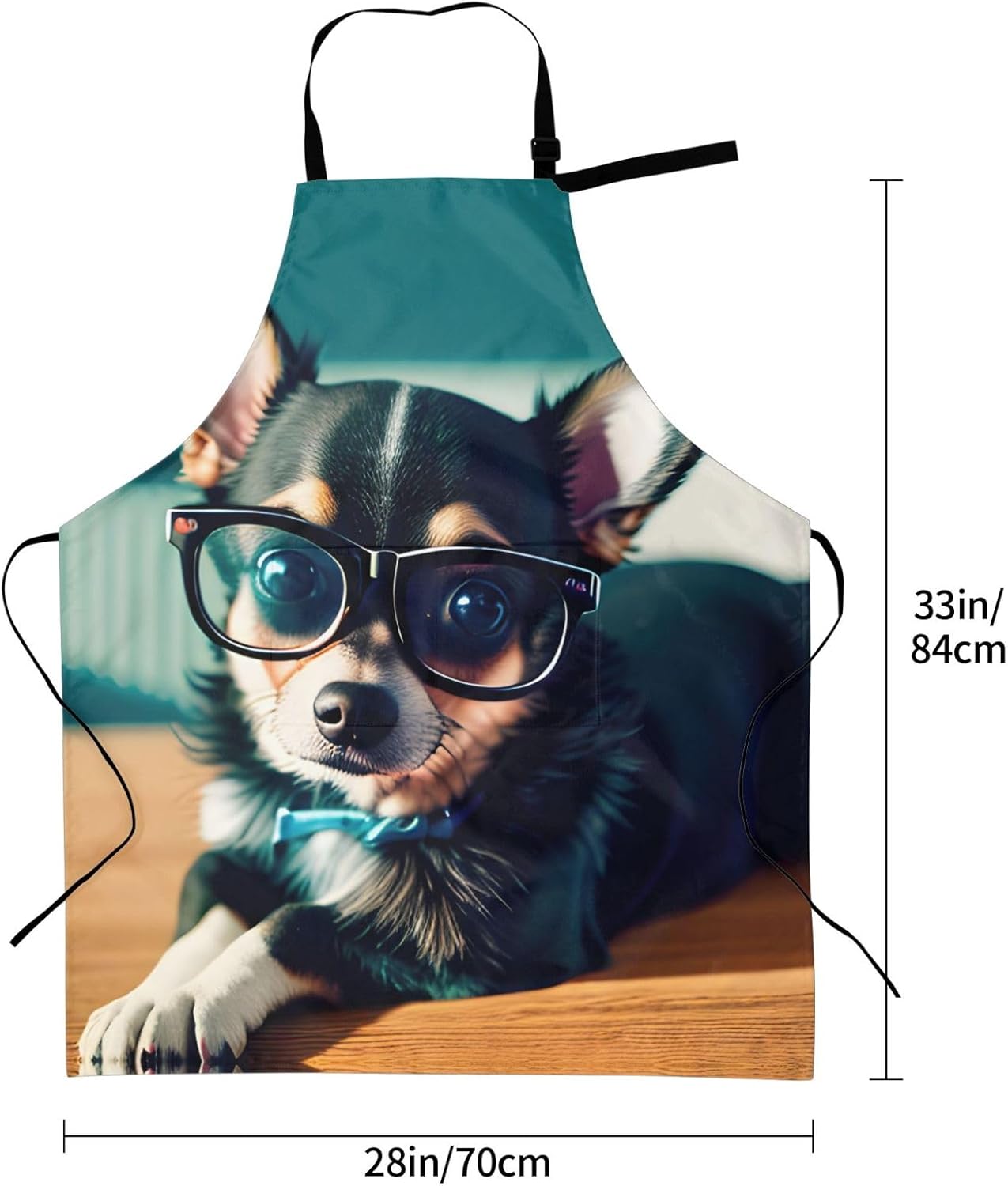Chihuahua Dog Glasses print Waterproof chef's apron with pocket apron for kitchen cooking baking barbecue and gardening