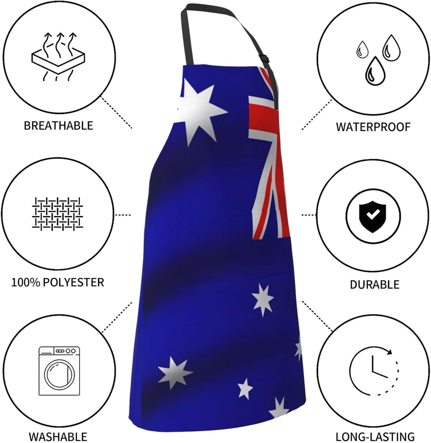 Australian flag print Waterproof chef's apron with pocket apron for ki