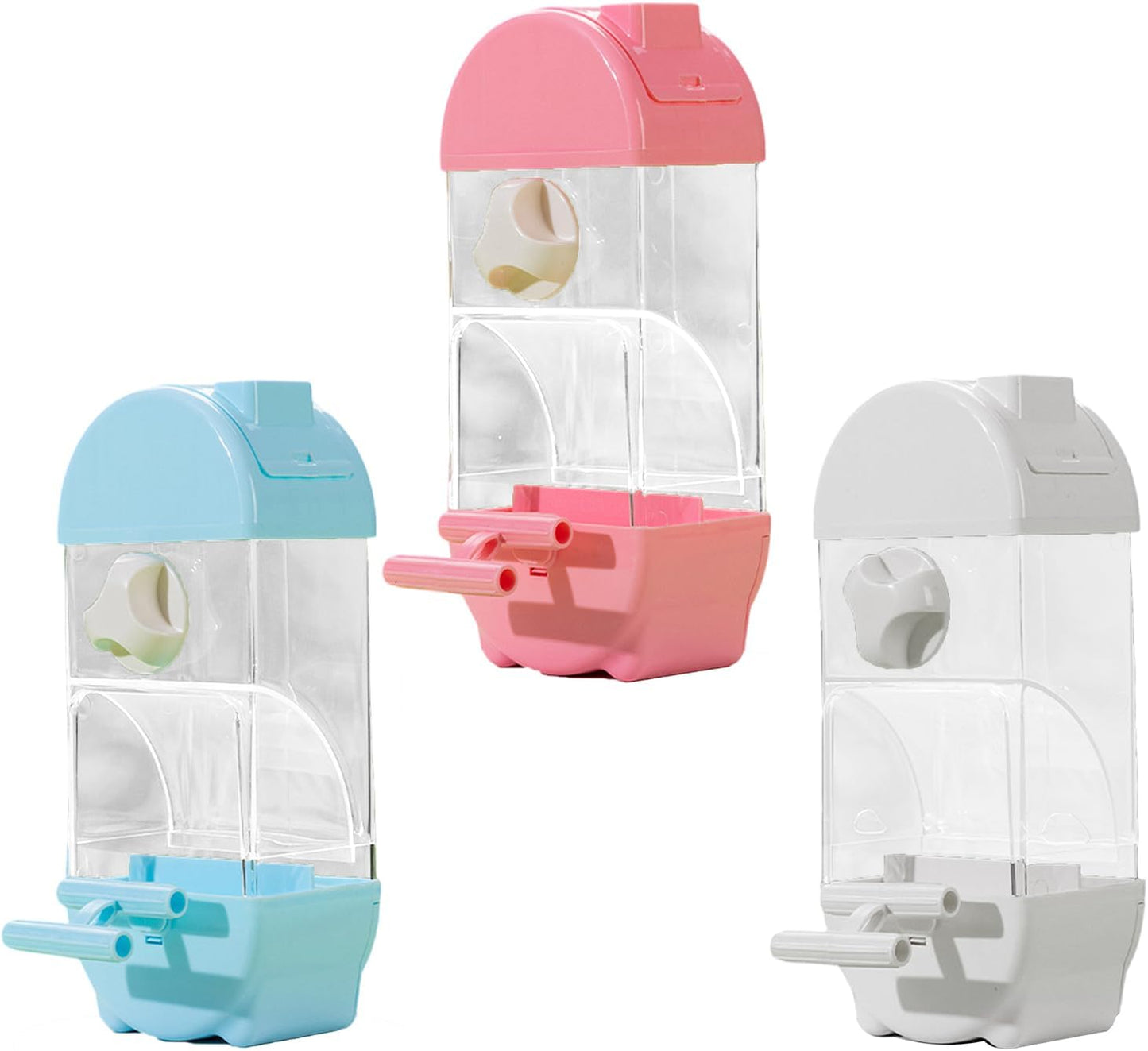 Clear Semi Closed Automatic Bird Feeder Splash Proof Designs Parrot Food Container For Small To Mediums Birds Bird Cage