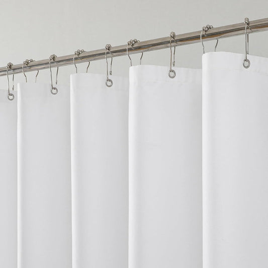 Water-Repellent Fabric Shower Curtain Liner - Hotel Quality Machine Washable, 3 Heavy-Duty Magnets with Rustproof Grommets & Weighted Hem, Standard Size 72x72in White