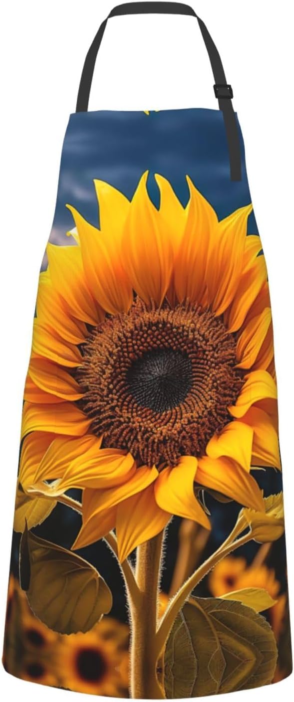 Beautiful sunflower 2 print Waterproof chef's apron with pocket apron for kitchen cooking baking barbecue and gardening
