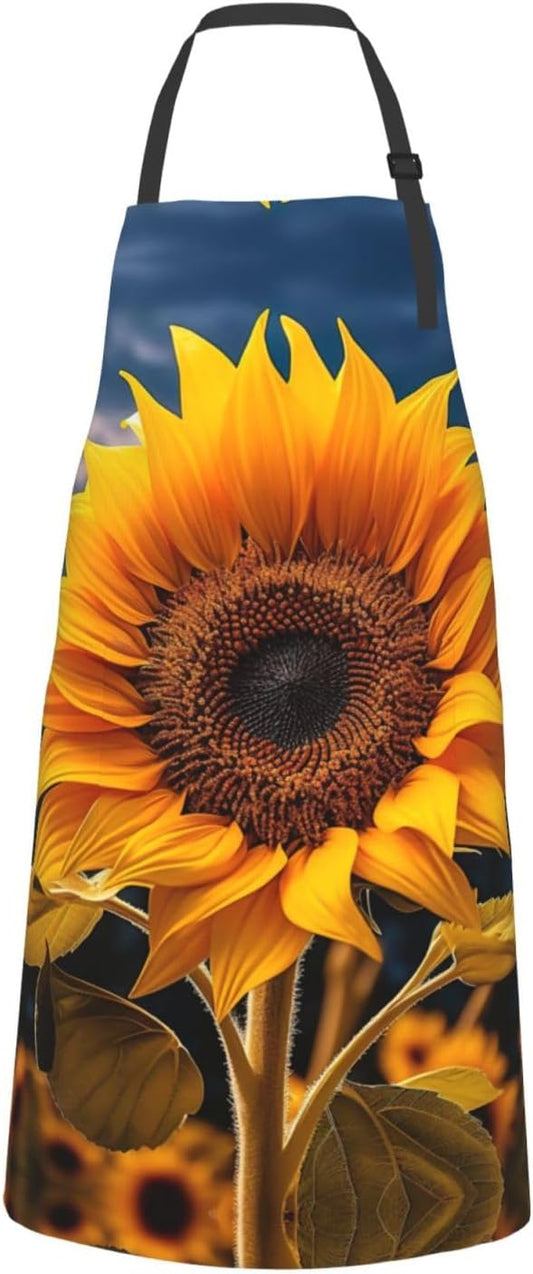 Beautiful sunflower 2 print Waterproof chef's apron with pocket apron for kitchen cooking baking barbecue and gardening
