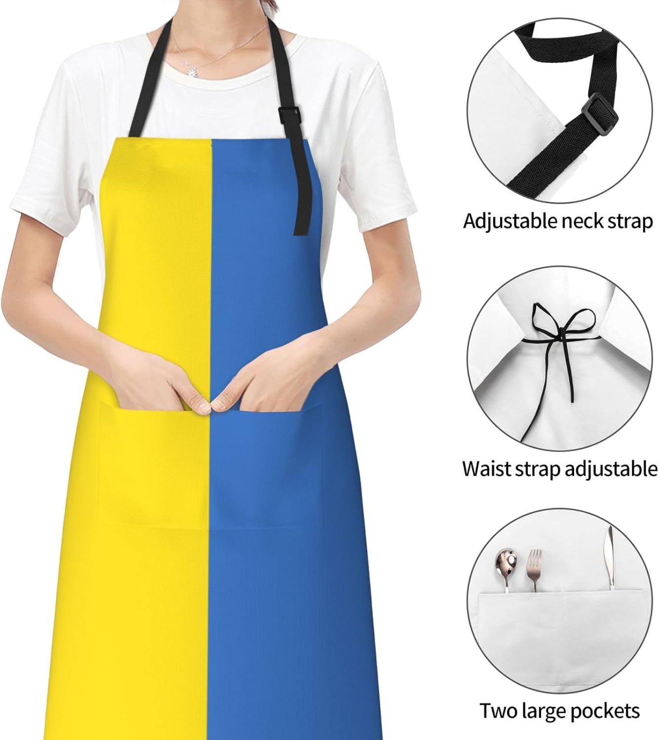 Ukrainian flag print Waterproof chef's apron with pocket apron for kitchen cooking baking barbecue and gardening