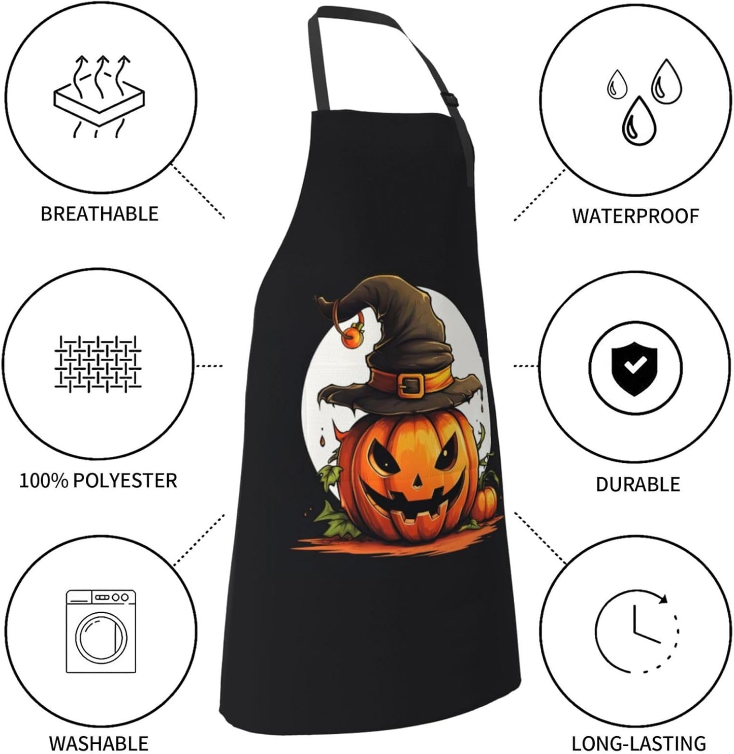 halloween cute pumpkin print Waterproof chef's apron with pocket apron