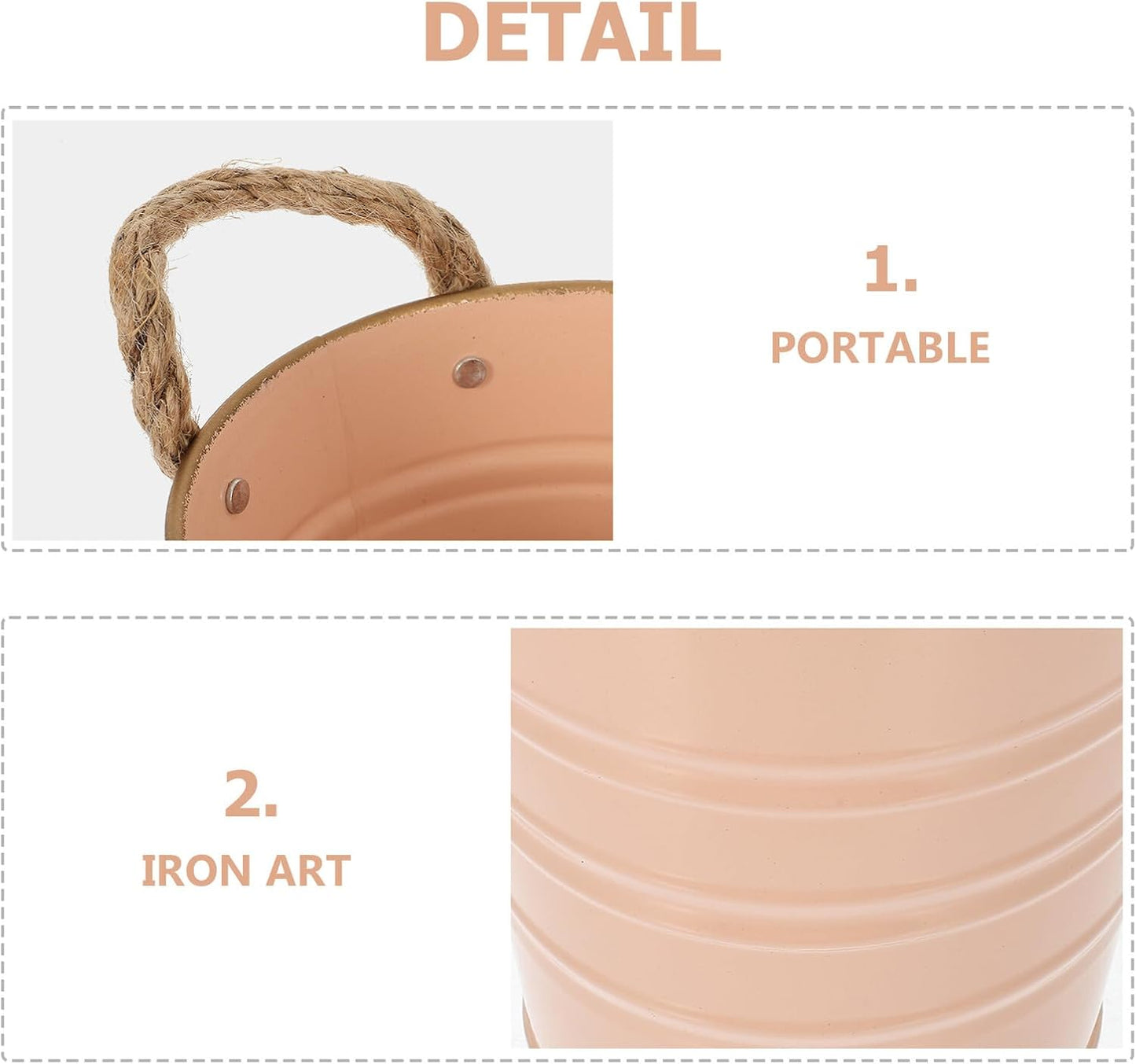 Milisten Retro Iron Flower Bucket Vase for Small Plants, 13x12x9.5 Inc