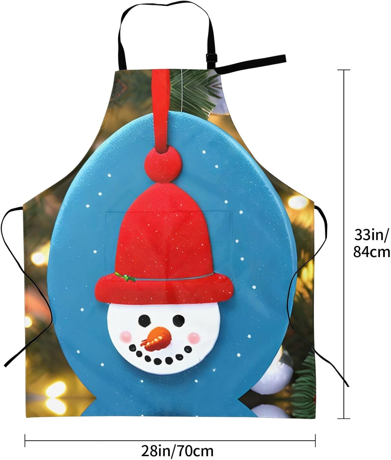 Christmas Carton Snowman Print Laundry apron 28x33 In Waterproof Kitchen Apron with Pockets for Cooking Baking