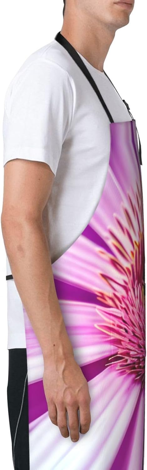 Pink flower tropical plant 1 print Waterproof chef's apron with pocket apron for kitchen cooking baking barbecue and gardening