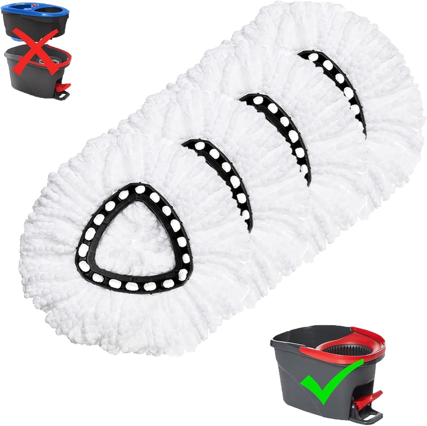 4 Pack Mop Replacement Heads for O-Ceda EasyWrin Spin Mop, Microfiber Spin Mop Refills, Easy Cleaning Mop Head Replacement