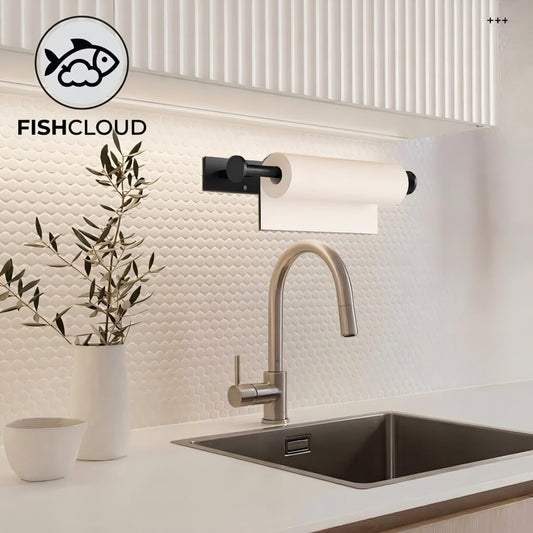Paper Towel Holder Wall Mount - Self Adhesive No Drill or Drilling, SUS304 Stainless Steel - Kitchen, Bathroom, Sink, Pantry, Fridge(Black)