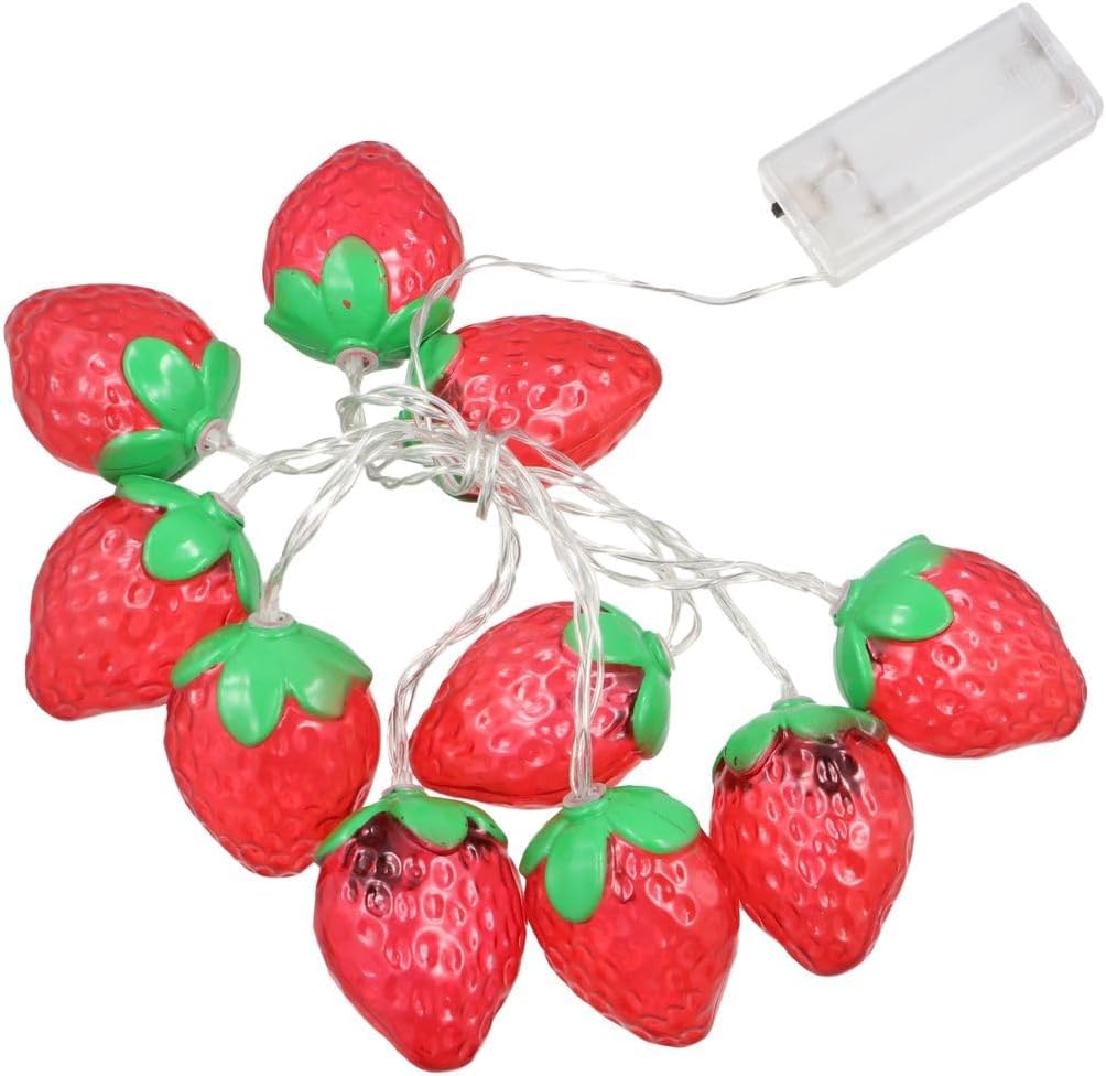 150cm 10LEDs Fruit Strawberry String Lights Battery Powered Indoor Outdoor Lighting Lamp Christmas Fairy String Lights Garden Wedding Home Decoration