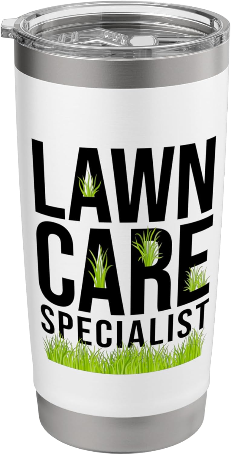 Lawn Care Specialist Funny Gardener Lawn Mower Lovers Outfit Stainless Steel Insulated Tumbler