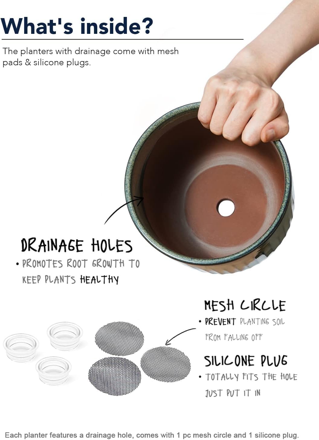 LE TAUCI Ceramic Pots for Plants, 8.3/7/6 Inch Indoor Planters with Dr