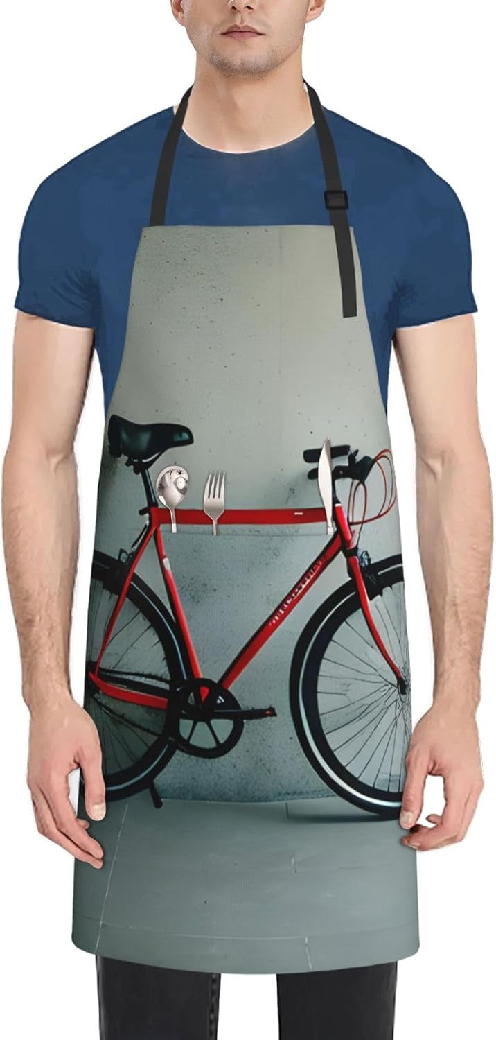 YANYU Retro bicycle pattern Print 28x33 In Kitchen Apron Stylish Chef 