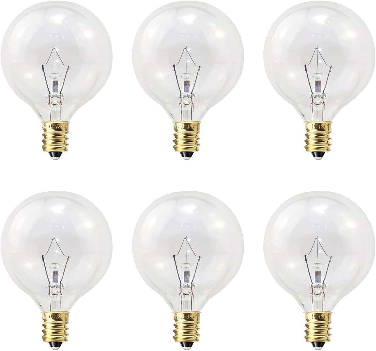 Wax Warmer Light Bulbs, G50 25 Watt for Full Size Scentsy Warmers, G16.5 Globe E12 Base Clear - Long Life-Span and Melt Wax Fast, 120 Volt (6 Pack)