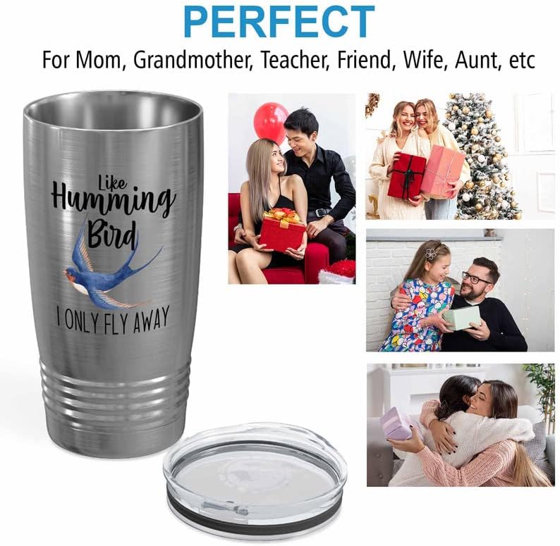 Bird Lover Silver Edition Viking Tumbler 20oz - Humming Bird Fly Away - Hummingbird Nest Cage Parrot Dad Gardening Outdoor Birdwatcher Feeder