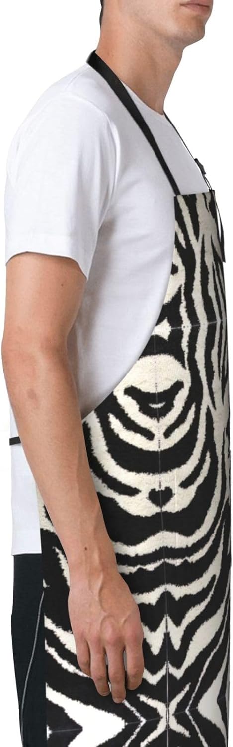 Zebra Animal print Waterproof apron with pocket adjustable cooking apron for adult kitchen bibs to bake