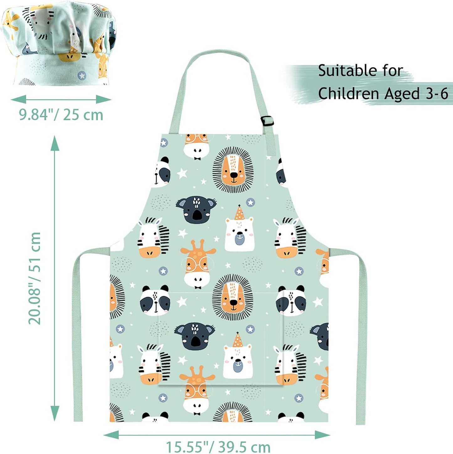 Kids Apron Adjustable Strap for Boys and Girls 100% Cotton, Toddler Ch