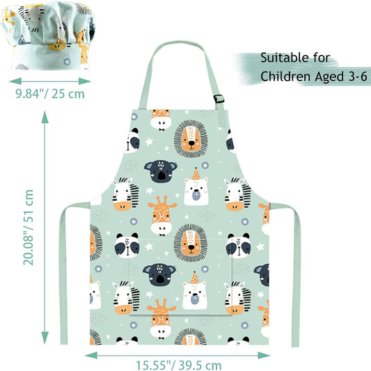 Kids Apron Adjustable Strap for Boys and Girls 100% Cotton, Toddler Ch