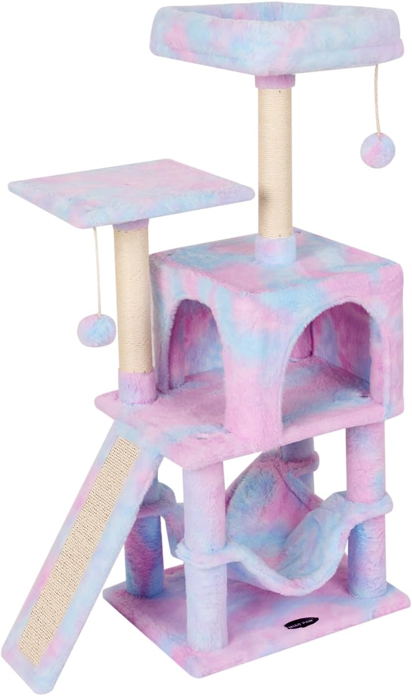 MIAO PAW Rainbow Cute Cat Tree for Indoor Cat Tower with Scratching Po