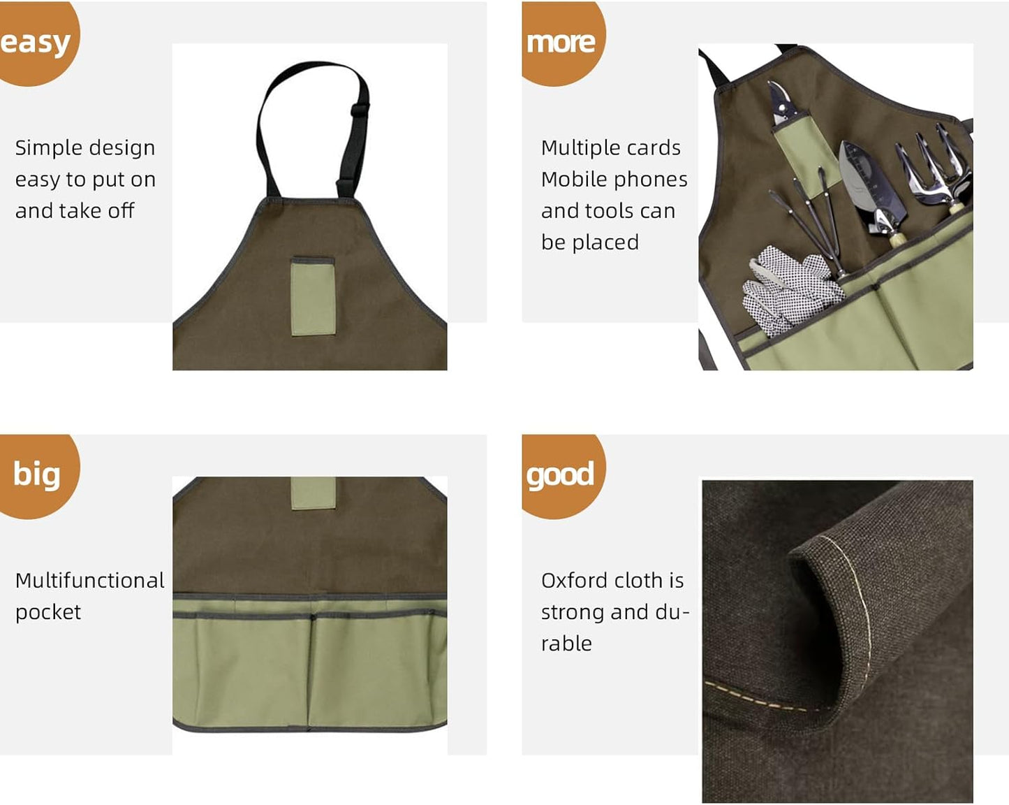 Gardening Apron, Garden Apron for Women with Pockets, Waterproof Cloth Tool Apron Thickening Garden Tools Belt Multifunction for Women Men
