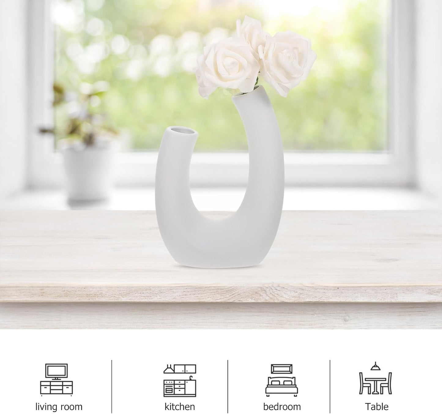 Ceramic Flower Vase White Solid Floral Pot Modern Home Decor Planter for Dried Flowers