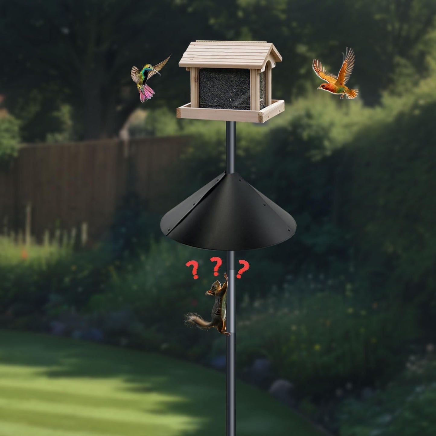 Squirrel baffle for bird feeders pole, squirrel proof cone for outdoor