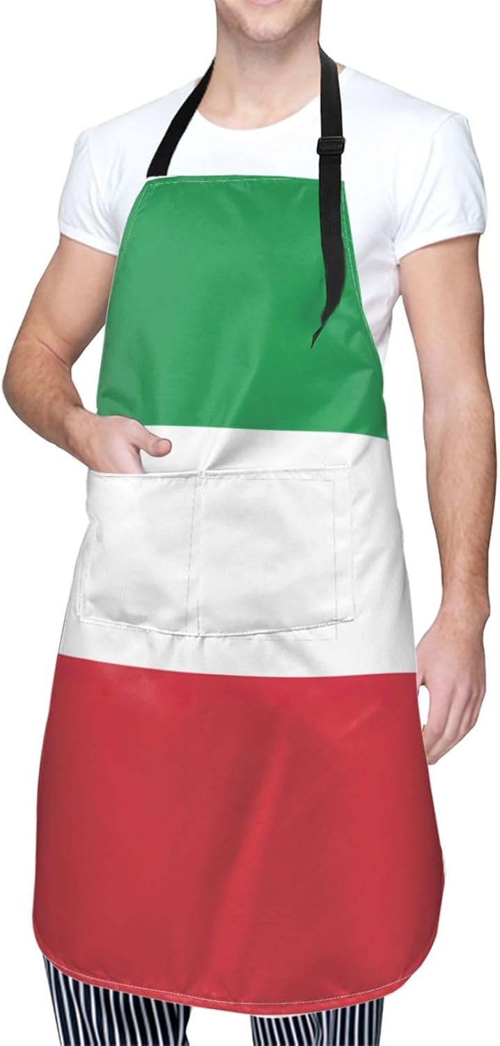Italian flag print Waterproof chef's apron with pocket apron for kitch
