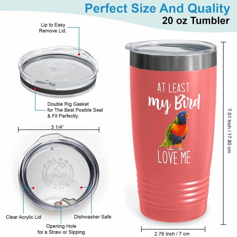 Bird Lover Coral Edition Viking Tumbler 20oz - Bird Loves me - Hummingbird Nest Cage Parrot Dad Gardening Outdoor Birdwatcher Feeder