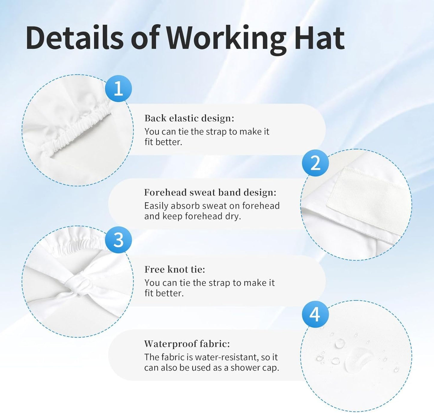 Breathable Work Hat Golf on The Lawn Printing for Chef, Nursing, Spa, Facial Care, Fitness Black
