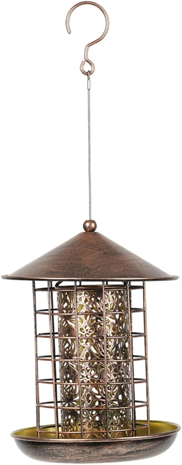 Winter Bird Feeders for Outside Weatherproof Metal Squirrel-Proof Hanging Outdoor Bird Feeder with Lid and Large Seed Capacity for Garden Yard & Backyard Winter Feeders for Outside, Feed