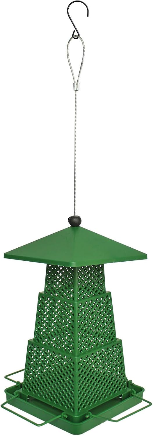 Squirrel-Proof Large Capacity Bird Feeder, 24x13.5cm Outdoor Decorative Feeder with 11x13.5cm Folded Size for Hummingbirds, Chickadees, Garden