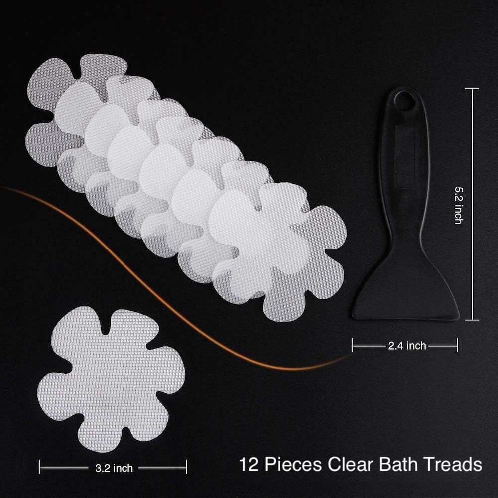 24PCS Original Bathtub Stickers Non-Slip, Safety Shower Treads Adhesive Appliques with Premium Scraper
