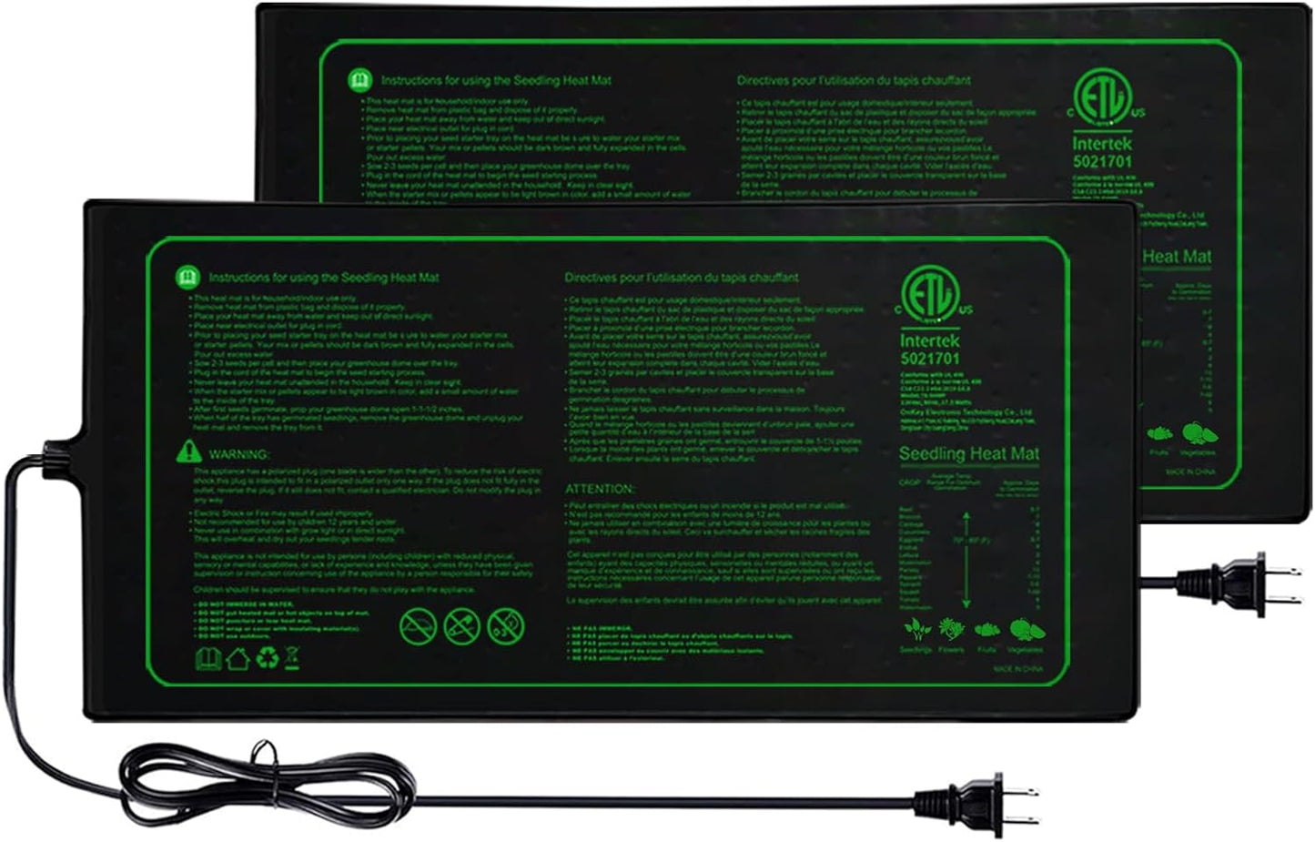 Upgrade Version 2PK Seedling Heat Mat with ETL Listed,Warm Hydroponic 