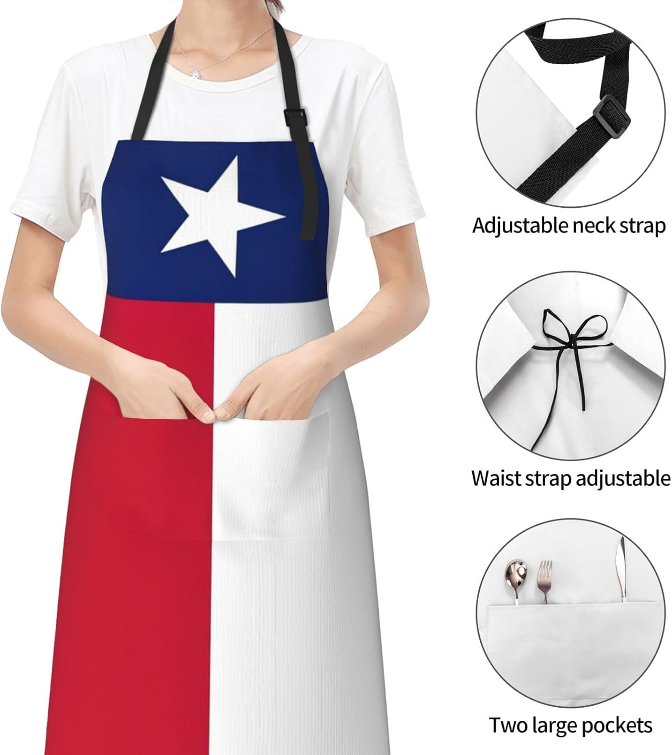 Texas State Flag print Waterproof chef's apron with pocket apron for k