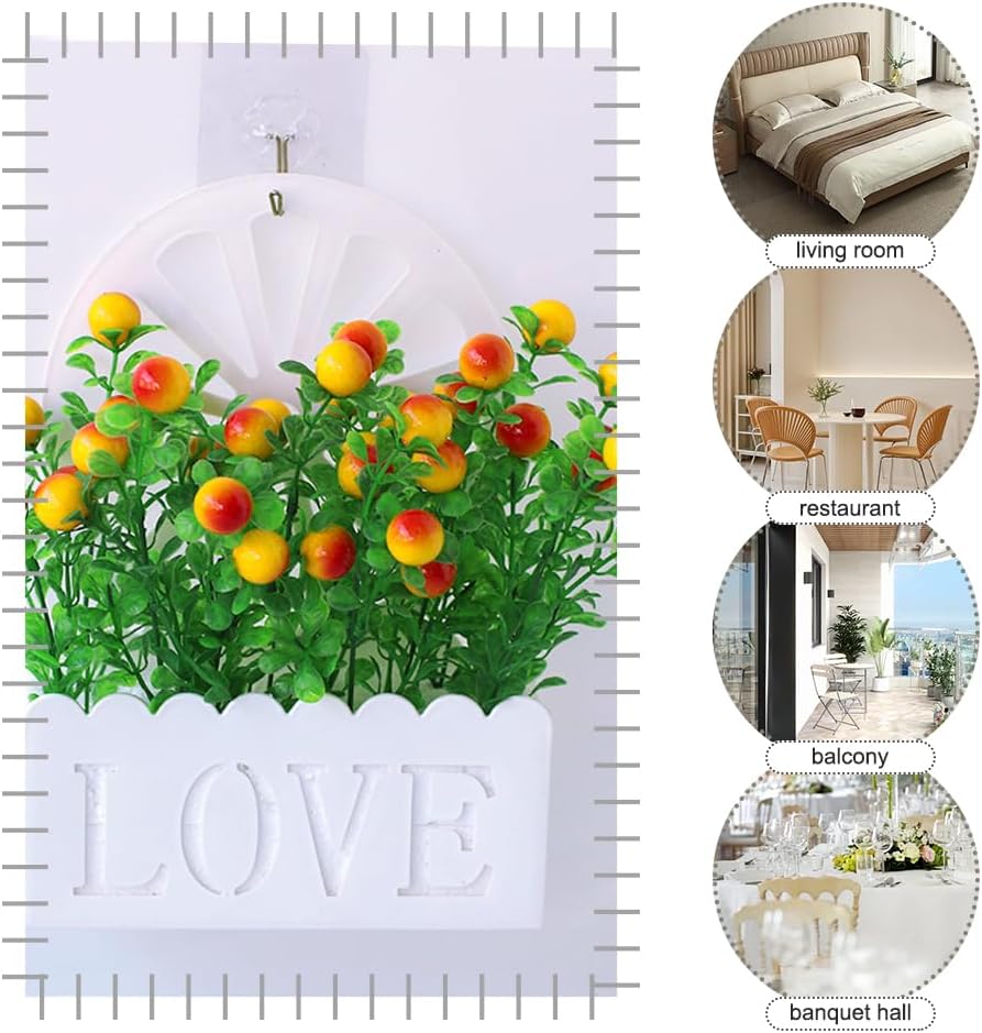 Wall-Mounted Hanging Planters with Artificial Fruits Set, Artificial O